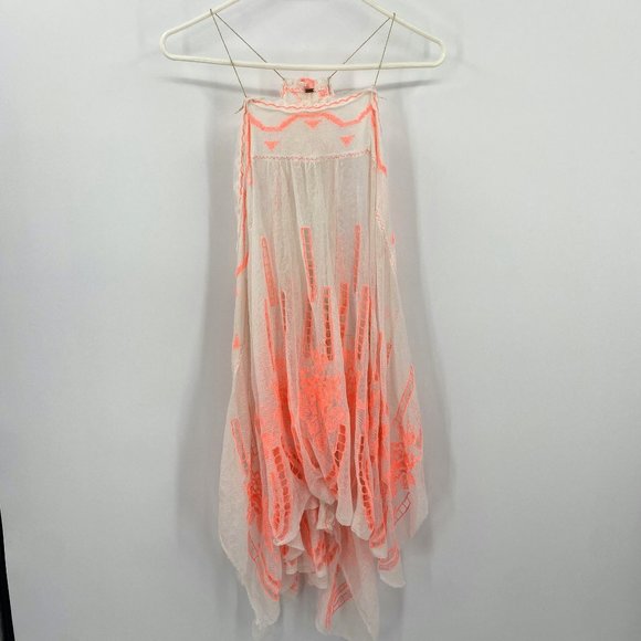 Free People Bright Pink and Cream Tank Top - Picture 1 of 9